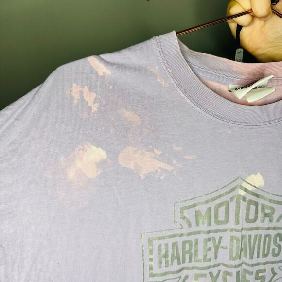 Vintage Harley Davidson Light Purple Bleached Metallic Letters Crewneck Size XL - Picture 3 of 10